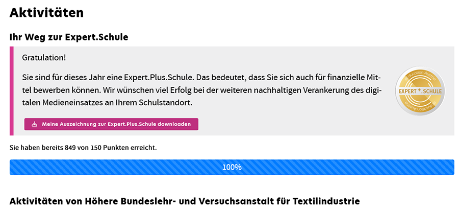 Neuer Rekord: 841 von 150 Punkten